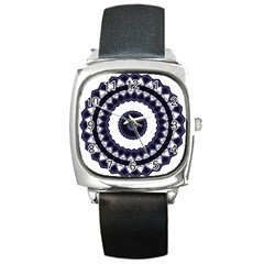 Design Mandala Pattern Circular Square Metal Watch by Pakrebo