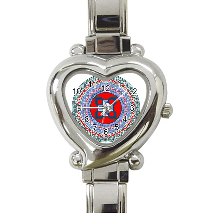 Design Circular Aztec Symbol Heart Italian Charm Watch