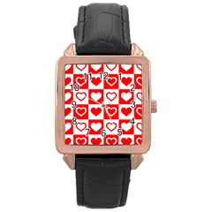 Background Card Checker Chequered Rose Gold Leather Watch  by Pakrebo