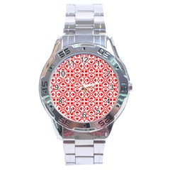 Background Card Checker Chequered Stainless Steel Analogue Watch by Pakrebo