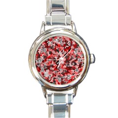 Black Red  Round Italian Charm Watch by artifiart