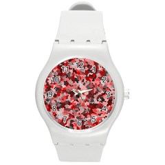 Black Red  Round Plastic Sport Watch (m)