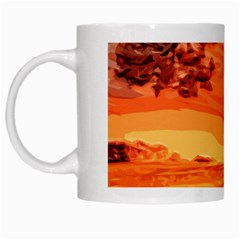 Field Sunset Orange Sky Land White Mugs by Pakrebo