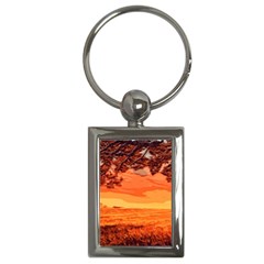 Field Sunset Orange Sky Land Key Chains (rectangle)  by Pakrebo