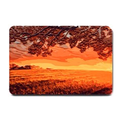 Field Sunset Orange Sky Land Small Doormat  by Pakrebo