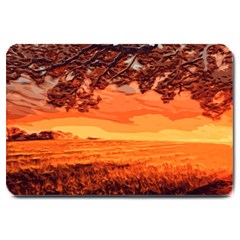 Field Sunset Orange Sky Land Large Doormat  by Pakrebo