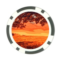 Field Sunset Orange Sky Land Poker Chip Card Guard