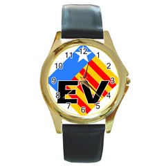 Logo Of Valencian Left Political Party Round Gold Metal Watch by abbeyz71