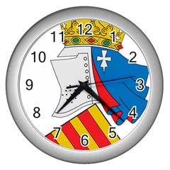 Flag Map Of Valencia Wall Clock (silver) by abbeyz71