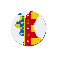 Flag Map Of Valencia Rubber Coaster (round)  by abbeyz71