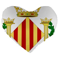 City Of Valencia Coat Of Arms Large 19  Premium Heart Shape Cushions by abbeyz71