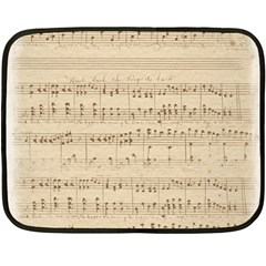 Vintage Beige Music Notes Fleece Blanket (mini) by Pakrebo