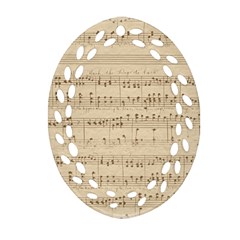 Vintage Beige Music Notes Oval Filigree Ornament (two Sides) by Pakrebo