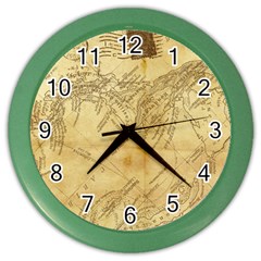 Vintage Map Background Paper Color Wall Clock by Pakrebo