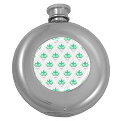 Plant Pattern Green Leaf Flora Round Hip Flask (5 Oz) by Pakrebo