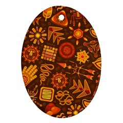 Pattern Background Ethnic Tribal Oval Ornament (two Sides) by Pakrebo