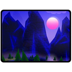 Mountains Dawn Landscape Sky Double Sided Fleece Blanket (large)  by Pakrebo