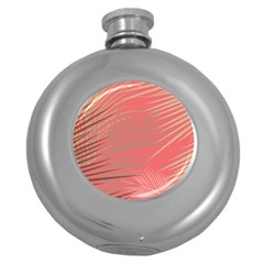 Palms Shadow On Living Coral Round Hip Flask (5 Oz) by LoolyElzayat