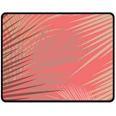 Palms Shadow On Living Coral Fleece Blanket (medium)  by LoolyElzayat