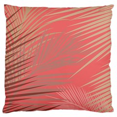 Palms Shadow On Living Coral Large Flano Cushion Case (two Sides) by LoolyElzayat