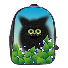 Kitten Black Furry Illustration School Bag (large) by Pakrebo