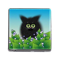 Kitten Black Furry Illustration Memory Card Reader (square 5 Slot) by Pakrebo