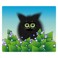 Kitten Black Furry Illustration Double Sided Flano Blanket (small)  by Pakrebo