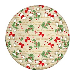 Christmas Paper Scrapbooking Round Filigree Ornament (two Sides) by Pakrebo