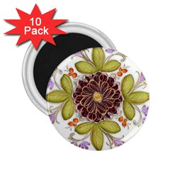 Flowers Decorative Flowers Pattern 2 25  Magnets (10 Pack)  by Pakrebo