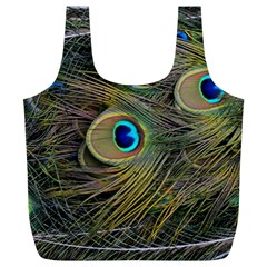 Peacock Tail Feathers Close Up Full Print Recycle Bag (xl) by Pakrebo