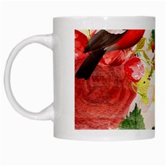 Christmas Bird Floral Berry White Mugs by Pakrebo