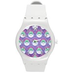 Background Floral Pattern Purple Round Plastic Sport Watch (M) Front