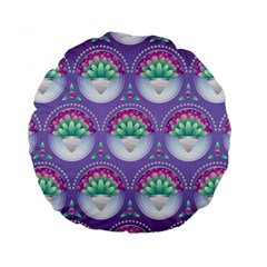 Background Floral Pattern Purple Standard 15  Premium Round Cushions by Pakrebo