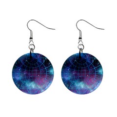 Network Earth Block Chain Globe Mini Button Earrings by Pakrebo