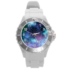 Network Earth Block Chain Globe Round Plastic Sport Watch (l) by Pakrebo