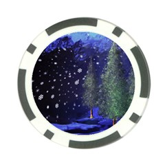 Winter Wonderland Night Snow Poker Chip Card Guard by Pakrebo