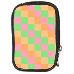 Checkerboard Pastel Squares Compact Camera Leather Case by Pakrebo