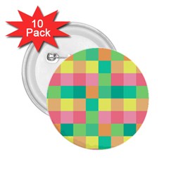 Checkerboard Pastel Squares 2 25  Buttons (10 Pack)  by Pakrebo