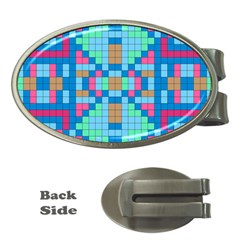 Checkerboard Squares Abstract Money Clips (oval)  by Pakrebo