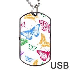 Butterfly Butterflies Vintage Dog Tag Usb Flash (two Sides) by Pakrebo