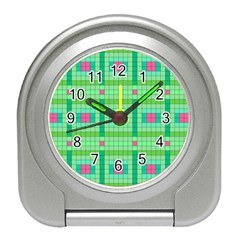 Checkerboard Squares Abstract Travel Alarm Clock by Pakrebo