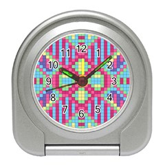 Checkerboard Squares Abstract Travel Alarm Clock by Pakrebo