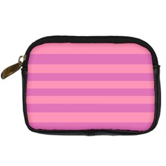 Pink Stripes Striped Design Pattern Digital Camera Leather Case by Pakrebo