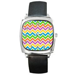 Chevron Pattern Design Texture Square Metal Watch by Pakrebo