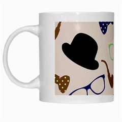 Moustache Hat Bowler Bowler Hat White Mugs by Pakrebo