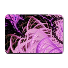 Purple Fractal Artwork Feather Small Doormat  by Pakrebo