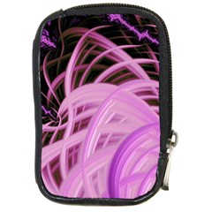 Purple Fractal Artwork Feather Compact Camera Leather Case by Pakrebo