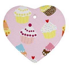 Cupcakes Wallpaper Paper Background Ornament (heart) by Pakrebo