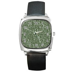 Tropical Pattern Square Metal Watch by Valentinaart