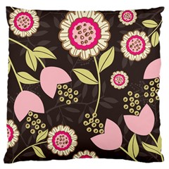 Flowers Wallpaper Floral Decoration Large Flano Cushion Case (two Sides) by Pakrebo